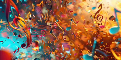 Price Slash Symphony: Abstract musical notes and instruments playing a melody of slashed prices and savings.