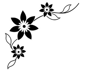  floral corner design silhouette vector illustration