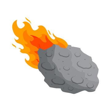 fiery gray asteroid falling through space clip art preview