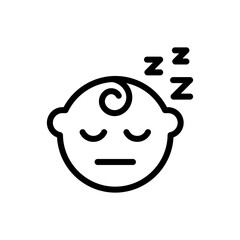 Sleeping baby boy icon. Asleep child symbol. Newborn bedtime sign. Cute sleeping kid vector illustration.