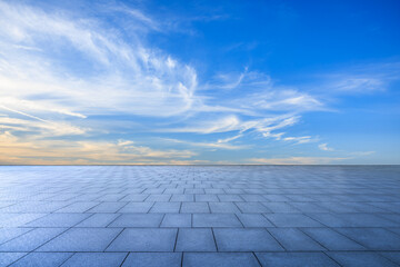 Fototapeta premium Empty square floor with sky clouds background