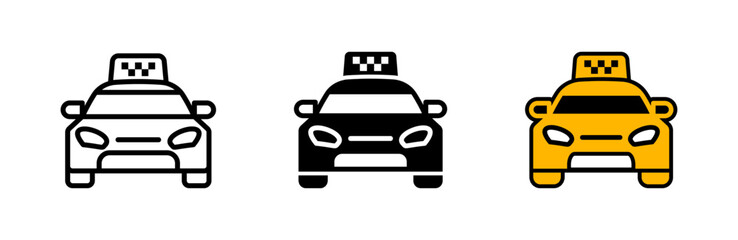 Taxi car icon set. Cab symbol. Taxi service vector illustration.