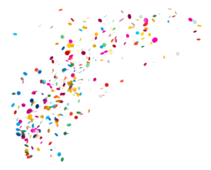 PNG Colored confetti flying backgrounds white background celebration