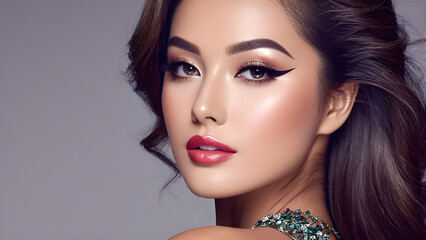 Gorgeous model, cosmetic model, clean skincare concept photoshoot, Fabulous skin, ai generated