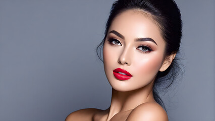 Gorgeous model, cosmetic model, clean skincare concept photoshoot, Fabulous skin, ai generated