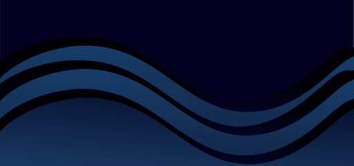 Abstract curve lines background. Modern blue  dark navy blue banner background.