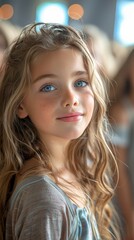 Fototapeta premium Little Girls in a Dance Studio for a Dance Lesson