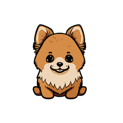 Fototapeta premium Zwergspitz Pomeranian Illustration Vektor Kunst Comic 
