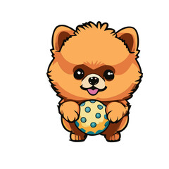 Obraz premium Zwergspitz Pomeranian Illustration Vektor Kunst Comic 