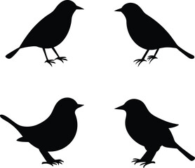 Set of silhouettes of birds illustration,  vector art