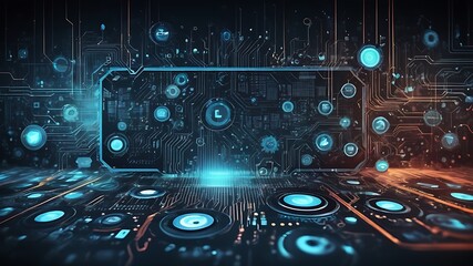 Fototapeta premium abstract digital background with technological, modernity, data nodes, computer operations, scientific, cpu, hashboard and presentations concept
