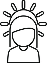 Line art vector of a woman with a glowing halo, depicting positivity or sanctity