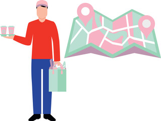 Boy holding a parcel to deliver.