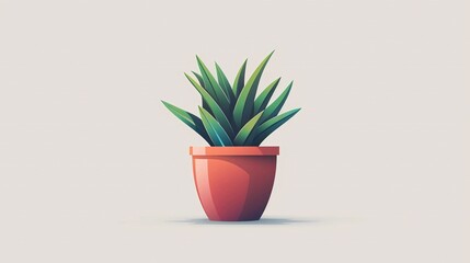 Obraz premium A single flat house plant icon in the upperright third, set against a light gray background