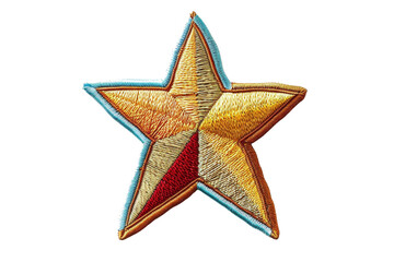 Colorful embroidered star patch, intricately designed with vibrant hues, perfect for accessories, clothing, or decoration.