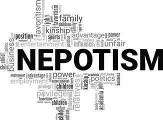 Nepotism word cloud conceptual design isolated on white background.