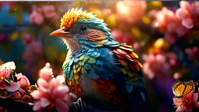 cherry blossom background birds 4k time-lapse virtual video animation that loops smoothly