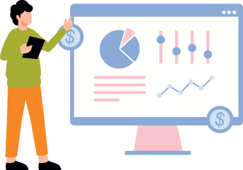 The boy is working on the dollar graph.