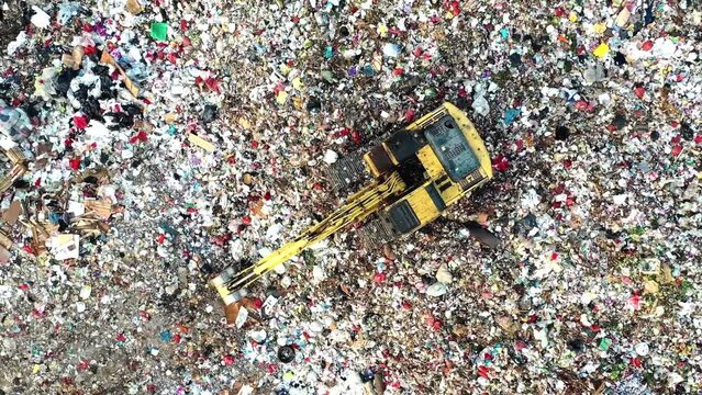 aerial view of excavator trash 