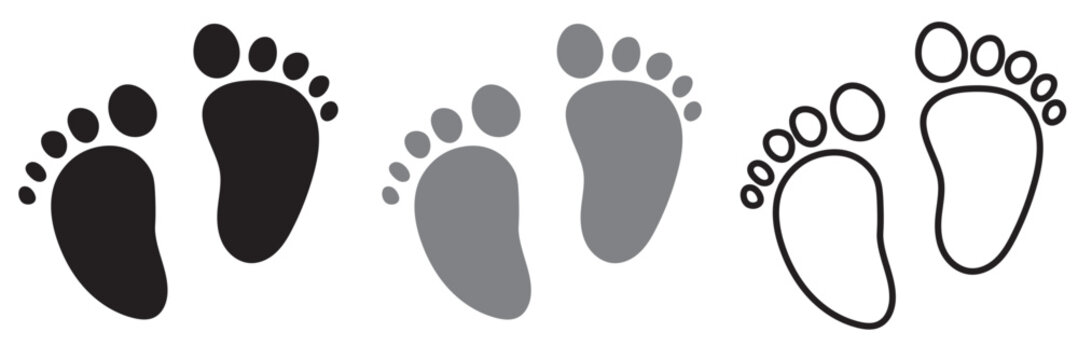 New born, pregnant or coming soon footprints shoes and shoe sole. Kids or baby feet and foot steps. Fun vector footsteps icon for print. Slogan Love heart blue boy or pink girl sign