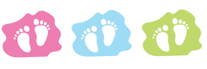 Baby footprint flat icon Vector stock illustration for poster