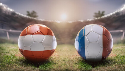 Fototapeta premium Banner Football group match Austria vs France.