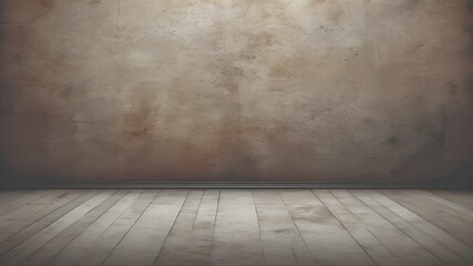 Cement wall background and wood floor with space