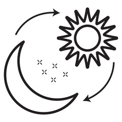 Fototapeta premium Sun and moon icon vector day and night icon set. dark and light mode icons , Screen brightness and contrast level signs and symbols for app user interface and web elements . Day night concept. day and
