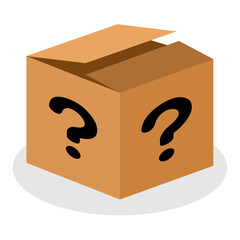 Mystery contest box. Mystery box gift question icon