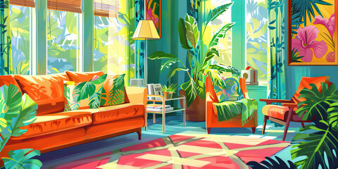 Home Decor Mega Markdowns: Home decor store featuring furniture, decor accents, and banners advertising Home Makeover Sale.