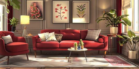 Home Decor Mega Markdowns: Home decor store featuring furniture, decor accents, and banners advertising Home Makeover Sale.
