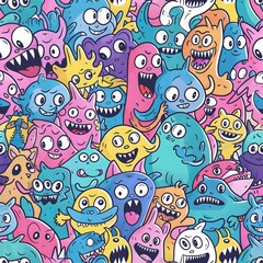 Obraz premium Concept = pattern, seamless, (cartoon characters)