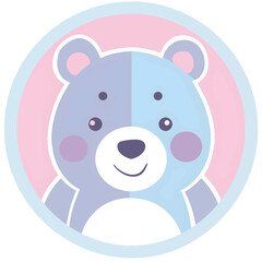 Rounded, soft style logo of a bear with a style for children