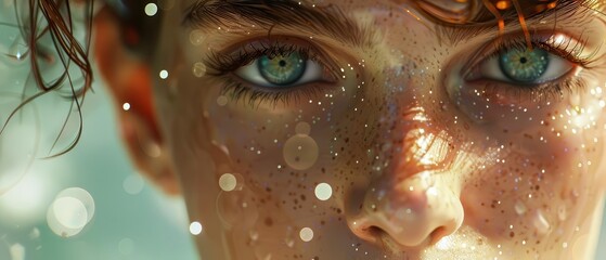 Craft a close-up shot of a nonbinary figure showcasing a blend of masculine and feminine traits