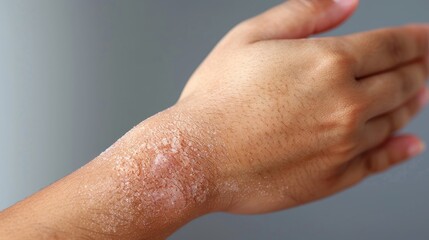 A hand with a rash on it