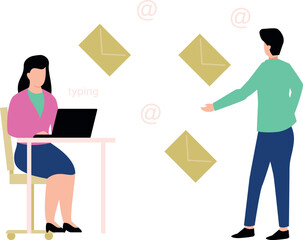 A boy is talking to a girl.