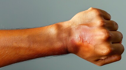 A hand with a red mark on it