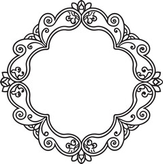 frame with floral ornament illustration black and white