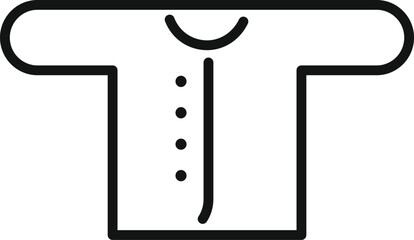 Minimalistic black and white line art illustration of a t shirt icon, suitable for various design purposes