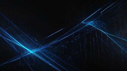 Dark grey black abstract background with Blue glowing lines design Generative Ai.