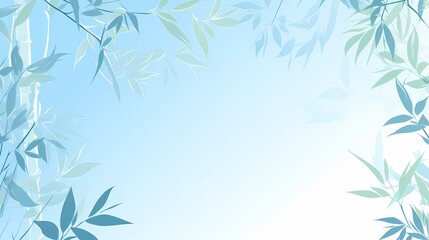 Fototapeta premium Blue and white bamboo elements decorate poster background