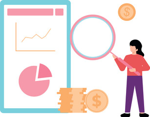 The female is researching graphs on mobile.