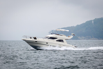 Luxury motor boat. Speed motor boat, yacht