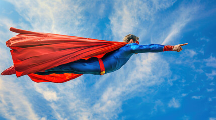 Superhero flying to save humanity