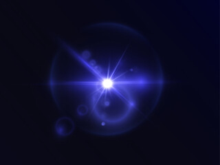 The effect of abstract blue light rays with highlights on a black background. Vector 10 EPS