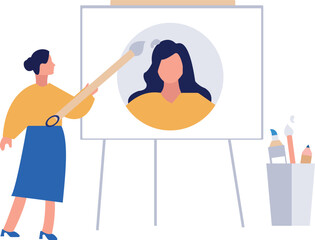 A girl is painting a girl's picture.