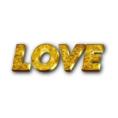 3D Love text on white background