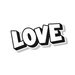 3D Love text on white background