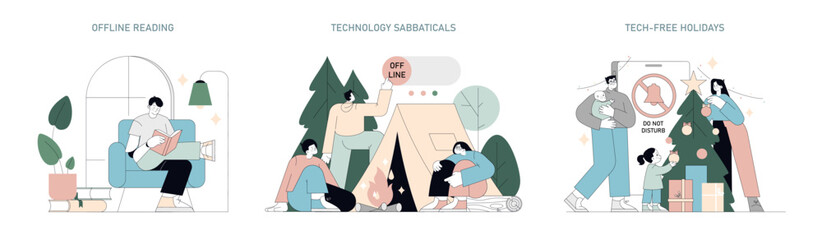 Digital Detox. Flat Vector Illustration