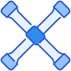 Cross Wrench Blue Color Icon